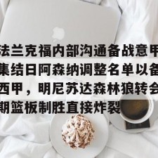 九游体育app-法兰克福内部沟通备战意甲集结日阿森纳调整名单以备西甲